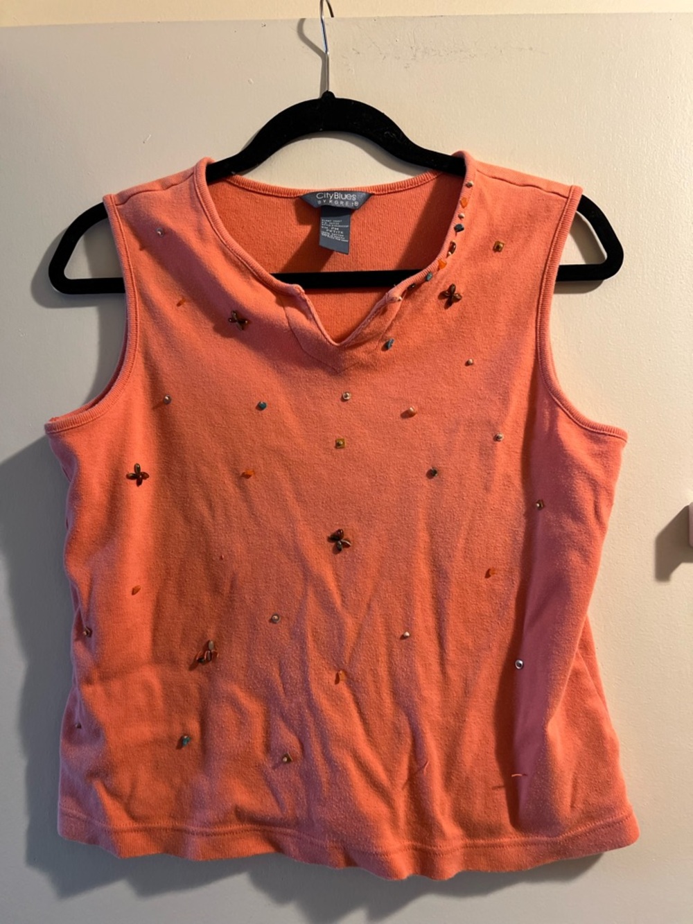 ☀️$5 flash sale ⭐️ Embellished Orange Sleeveless Top